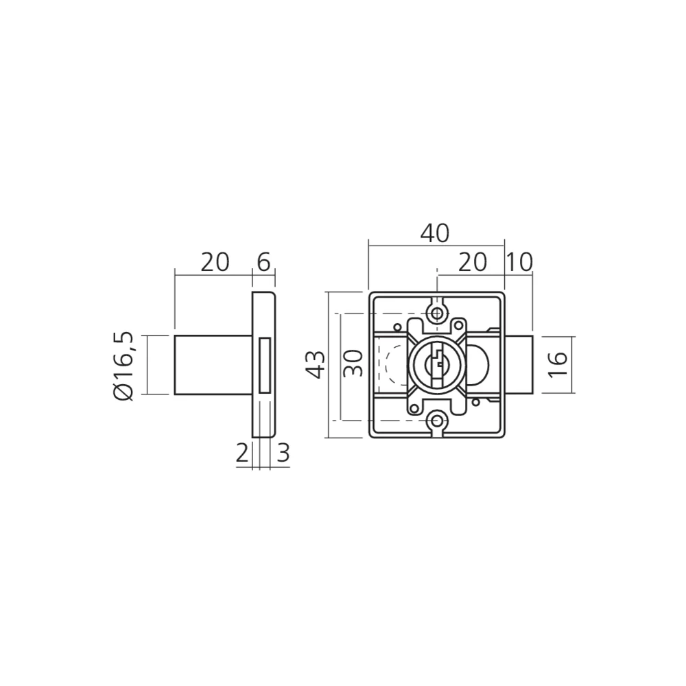 Serrure 1 point cylindre 16,5