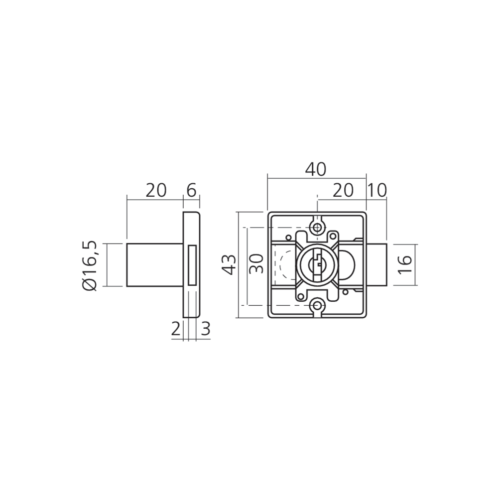 Serrure 1 point cylindre 16,5