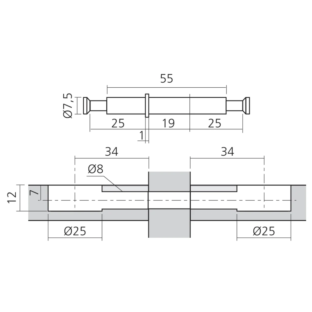 Tourillon double KOFIX pour panneaux de 19 mm