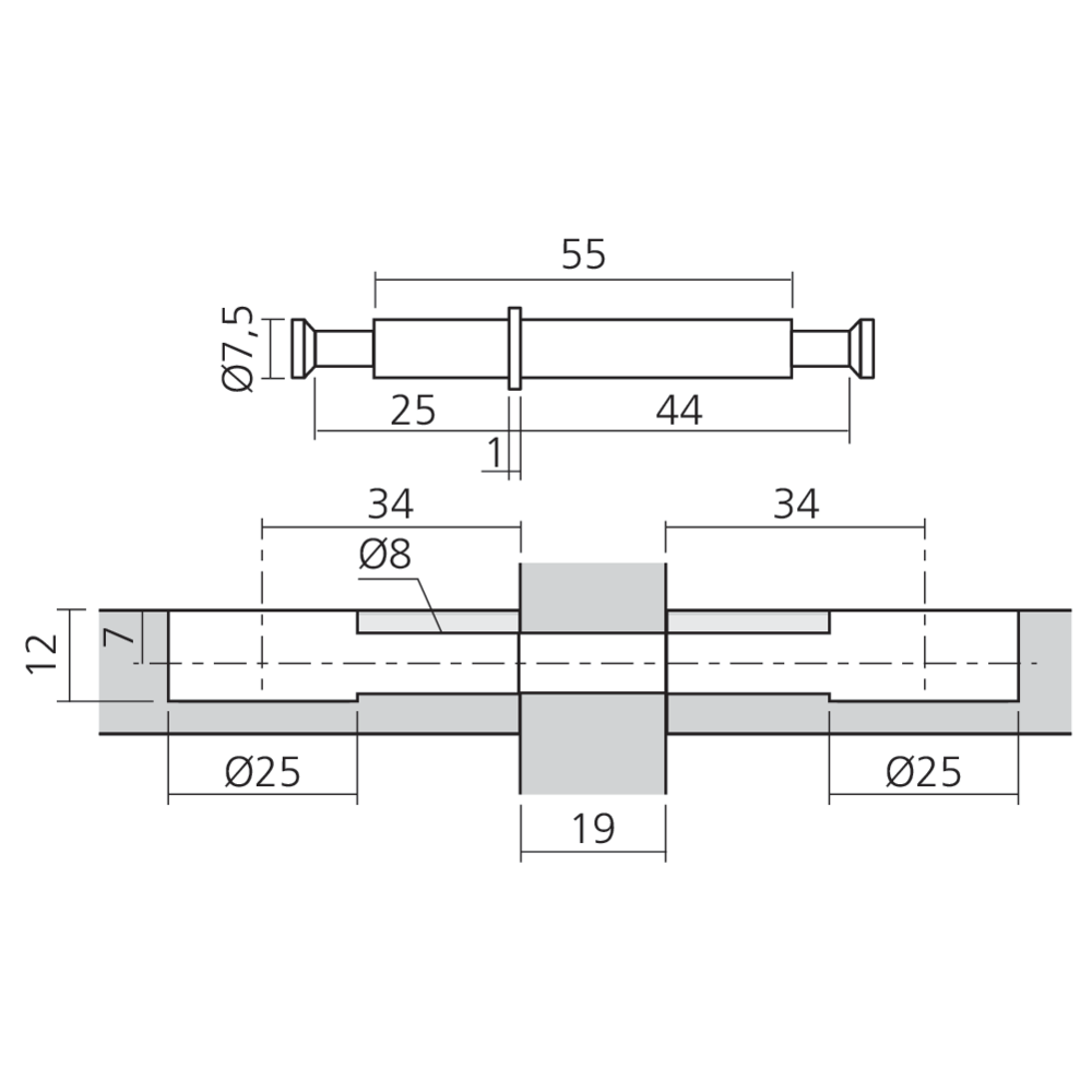 Tourillon double KOFIX pour panneaux de 19 mm