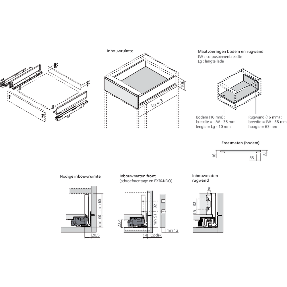 LÉGRABOX TIP-ON inox hauteur M