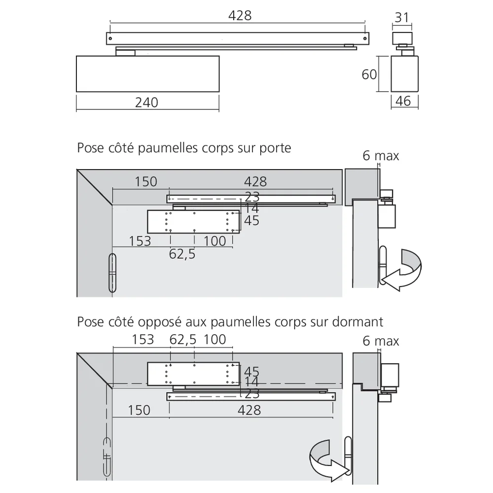 Ferme-porte à coulisse