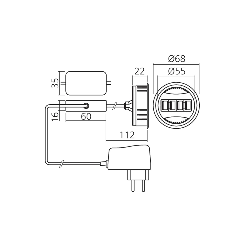 Passe-câbles USB chargeur et transfert