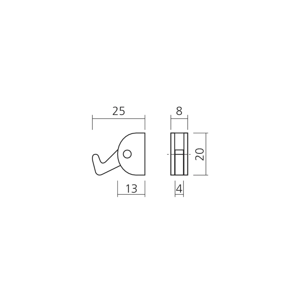 Crochet simple pour tringle cimaise