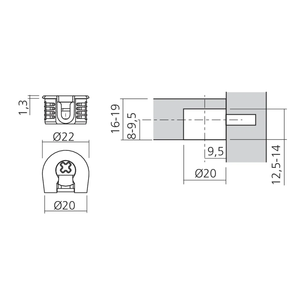 Boîtier excentrique EXPANDO Ø20 mm