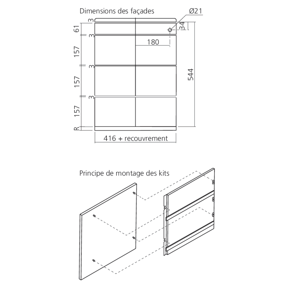 Kit de montage Speed Office N°1, pour 3 tiroirs + 1 tirette