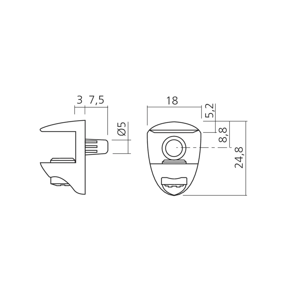 Taquet de glace Ø5 mm