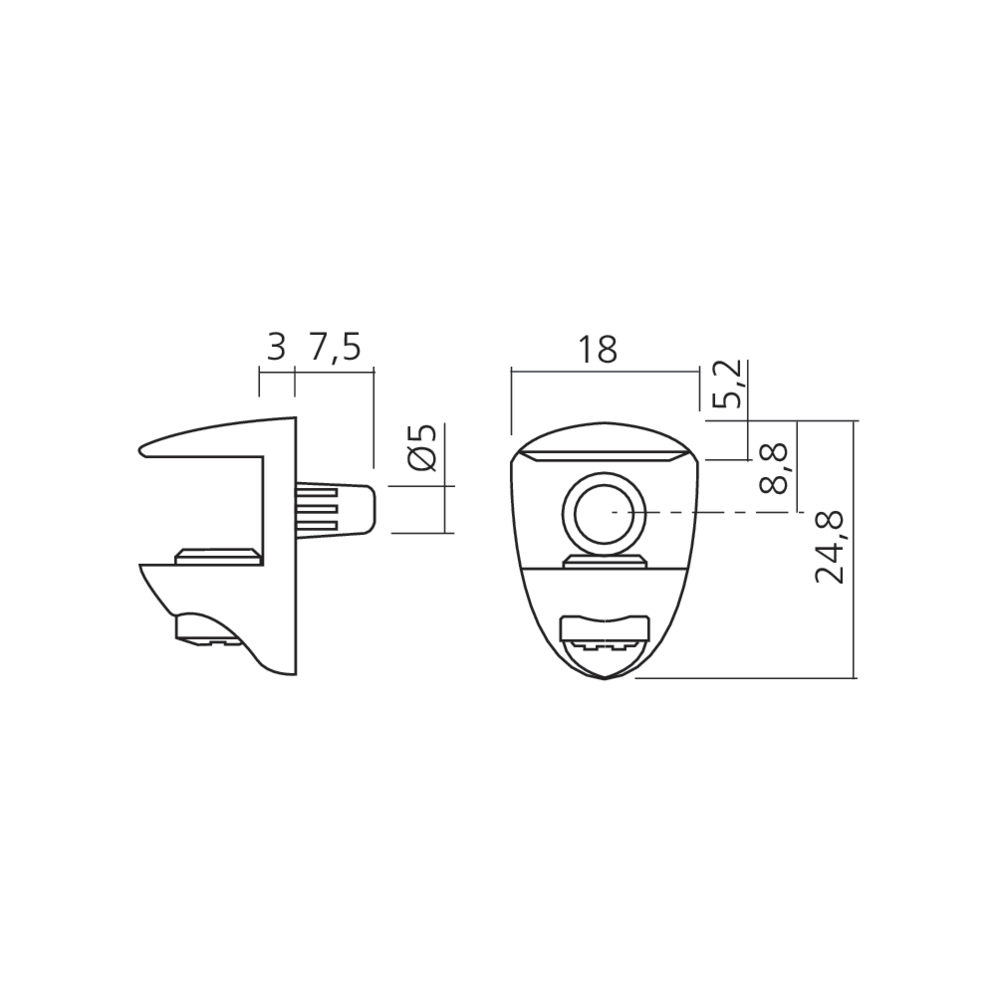 Taquet de glace Ø5 mm