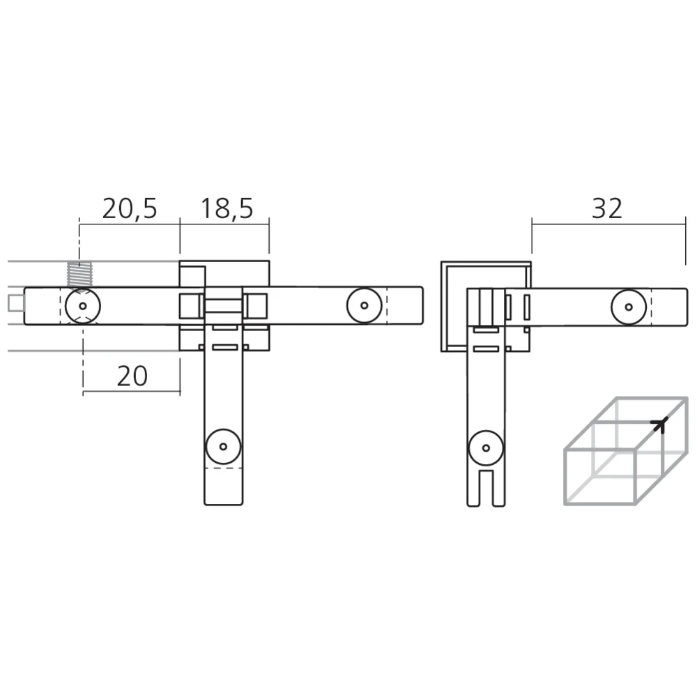 Jonction 4 voies CADRO vitrine