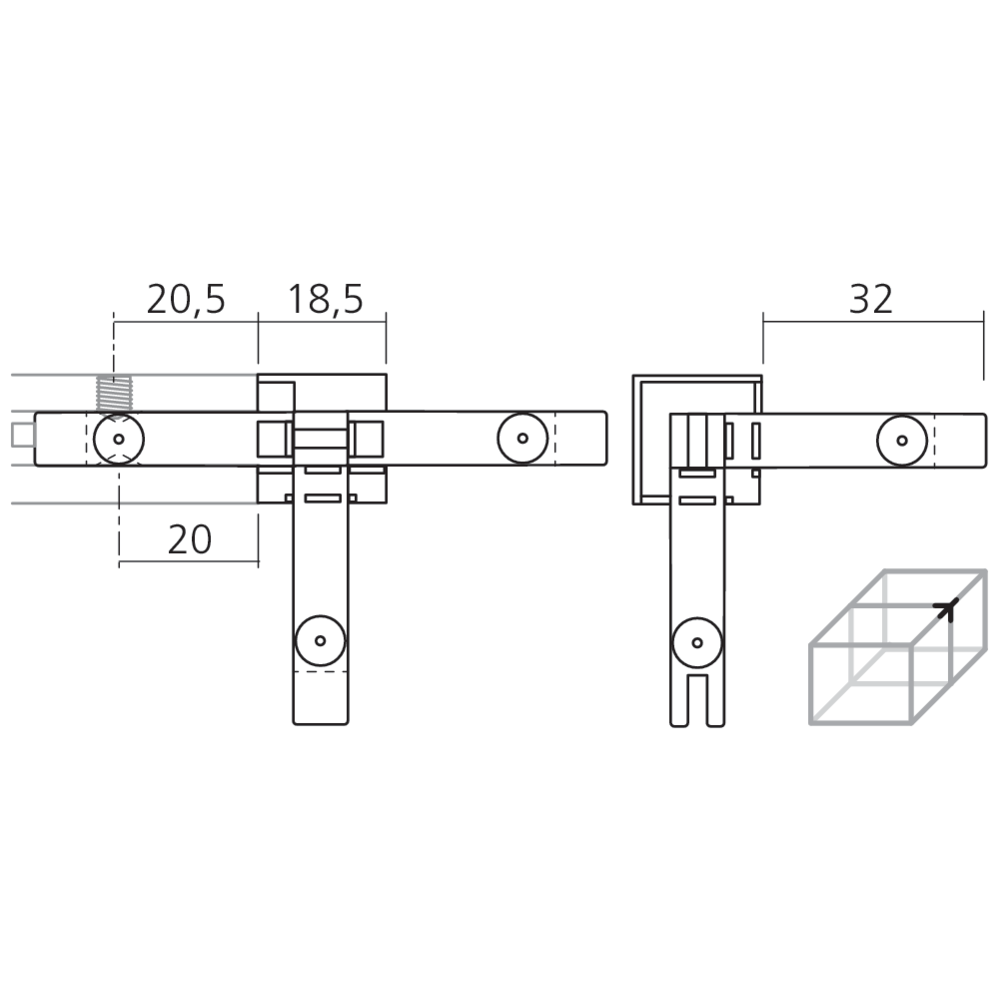 Jonction 4 voies CADRO vitrine