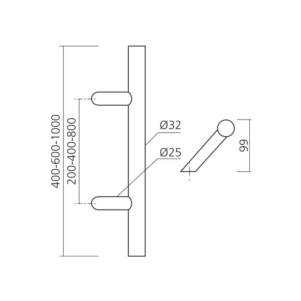 Poignée inclinée inox