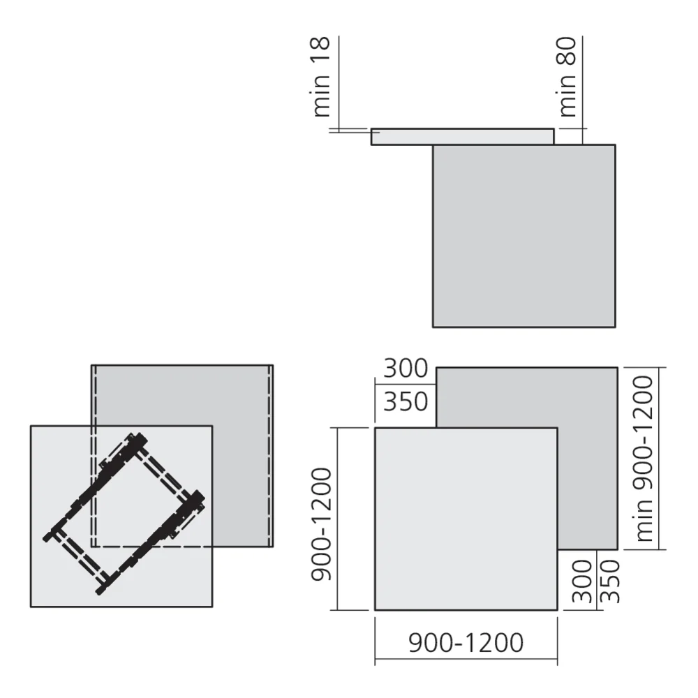 Ferrure de table coulissante en angle CORNER
