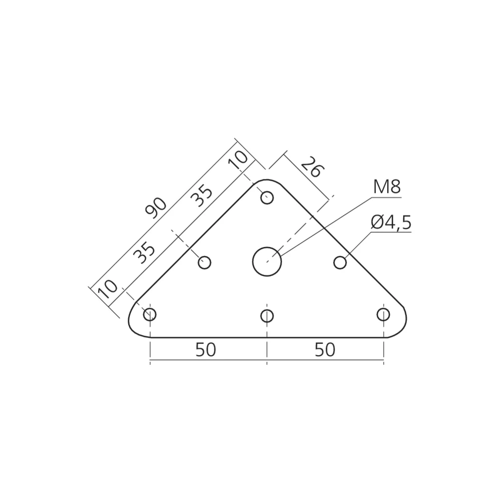Ferrure de pied triangulaire