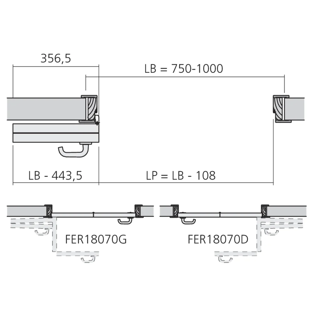 Ferrure pour porte pliante compacte 180°