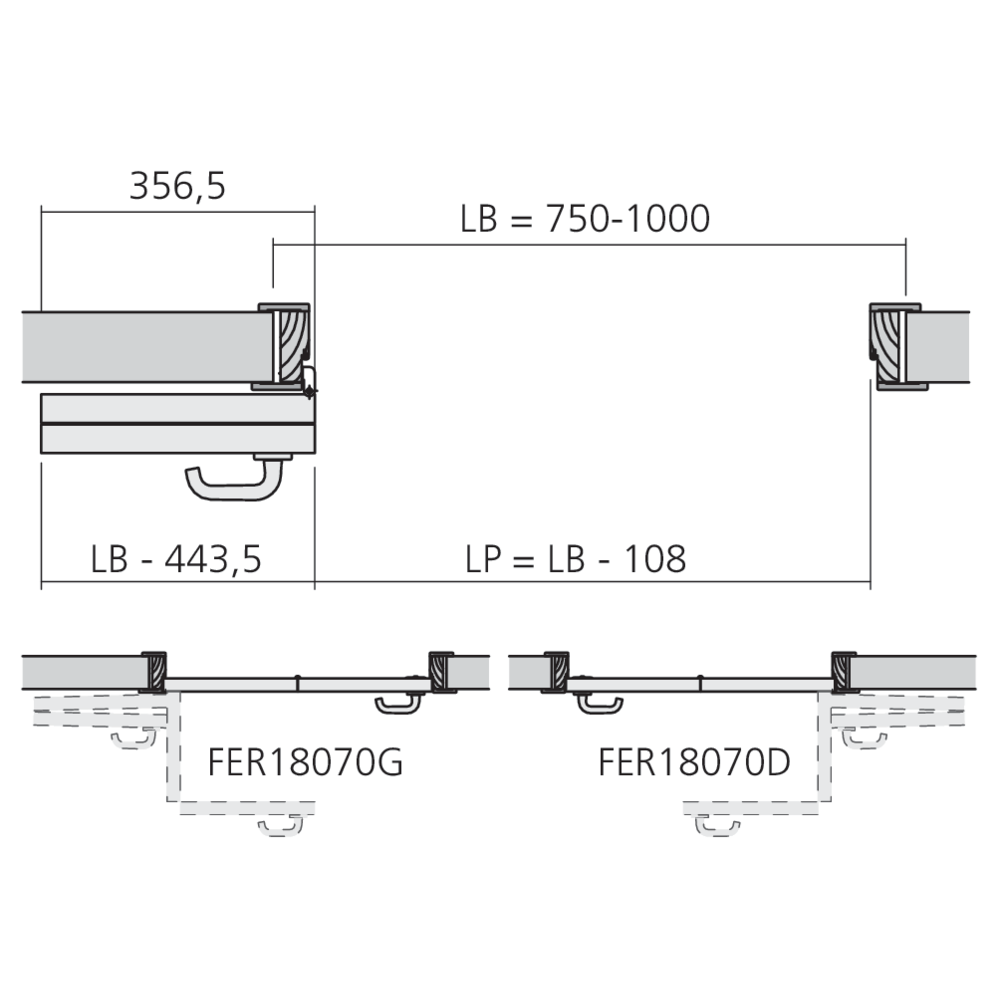 Ferrure pour porte pliante compacte 180°