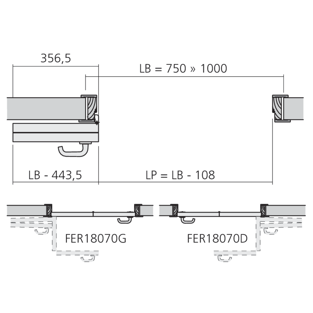 Ferrure pour porte pliante compacte 180°
