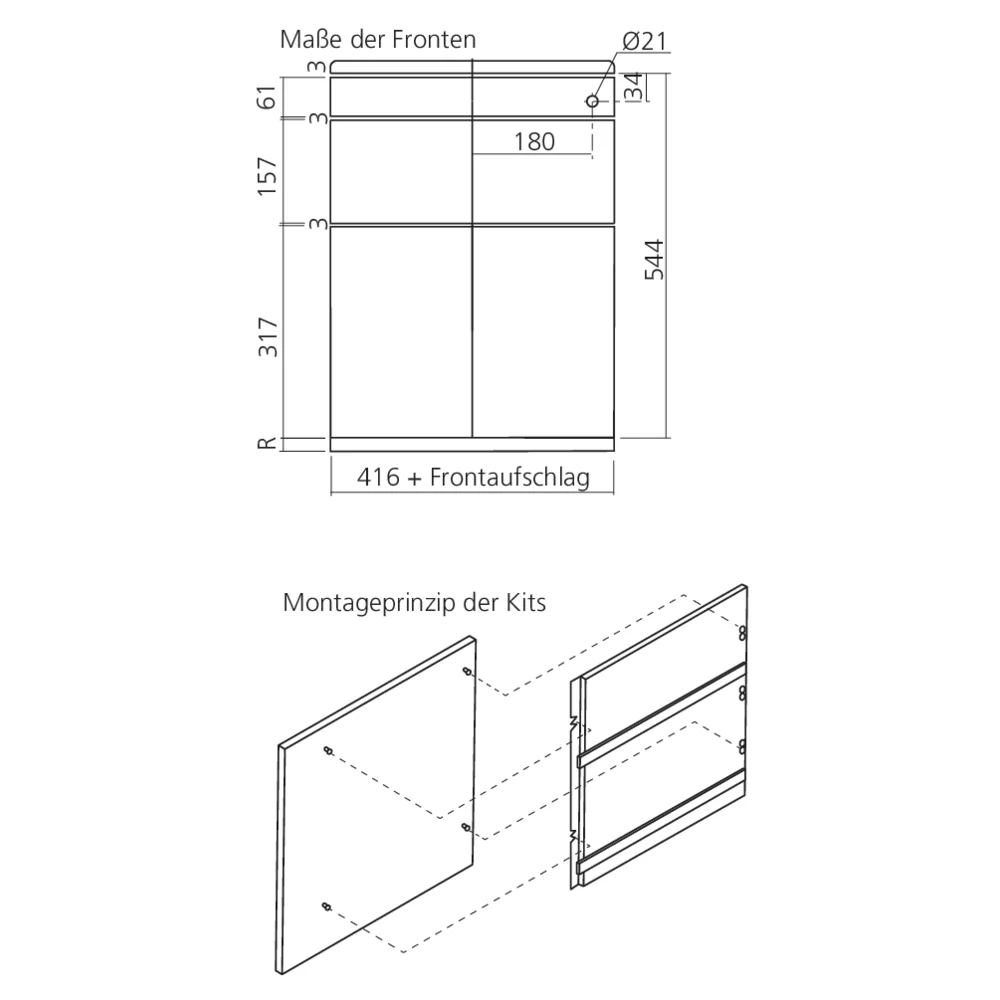 Kit de montage Speed Office N°2, pour 2 tiroirs + 1 tirette