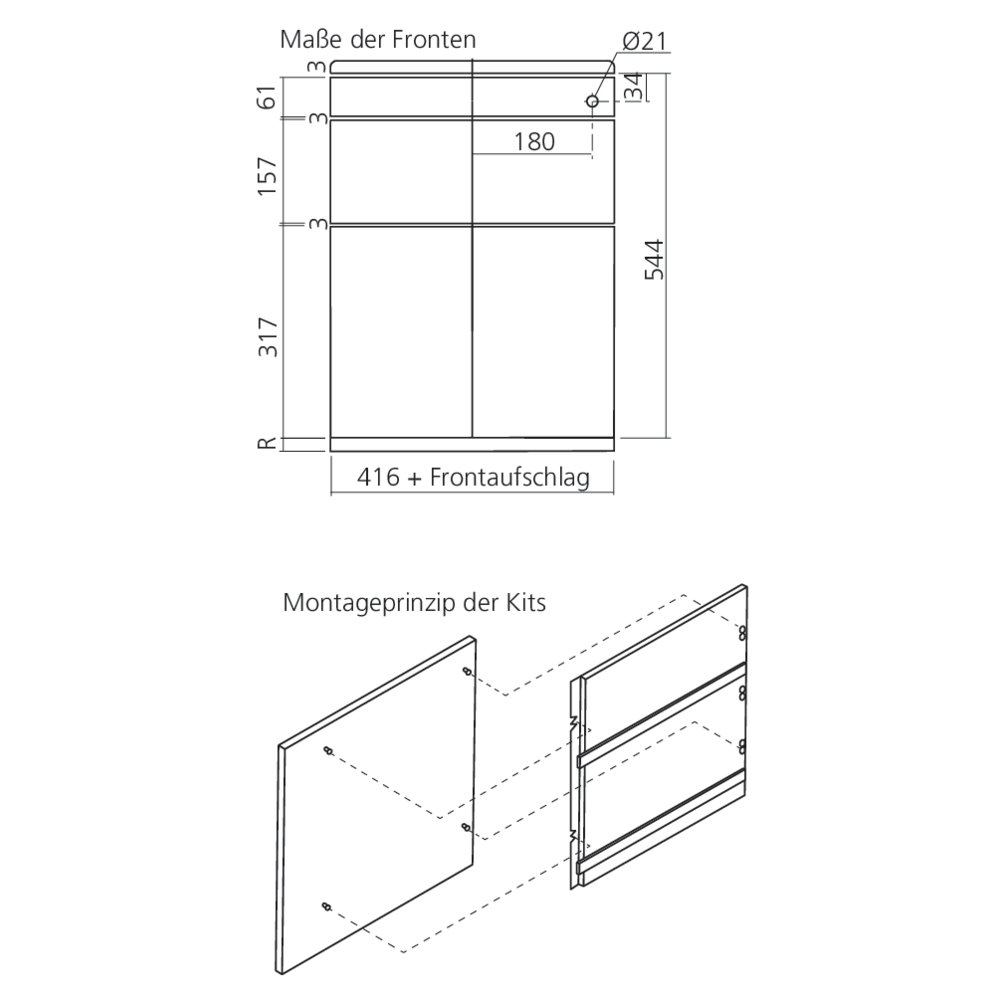 Kit de montage Speed Office N°2, pour 2 tiroirs + 1 tirette