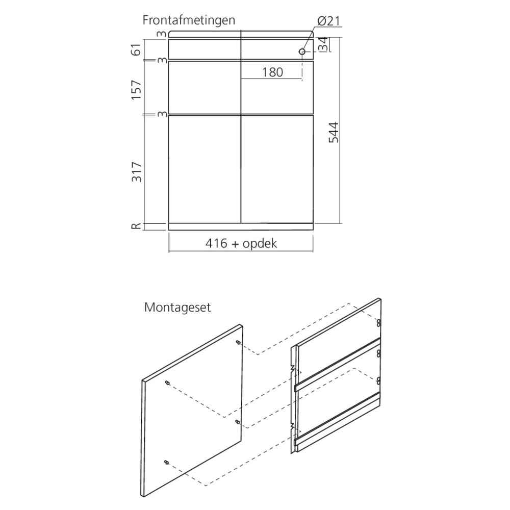 Kit de montage Speed Office N°2, pour 2 tiroirs + 1 tirette