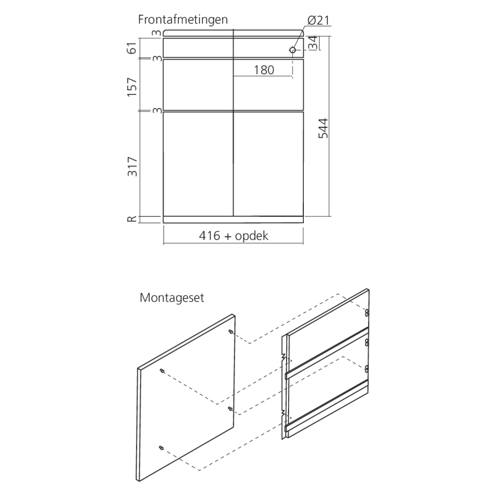 Kit de montage Speed Office N°2, pour 2 tiroirs + 1 tirette