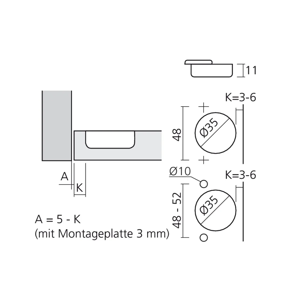 Charnière 110° encloisonnée