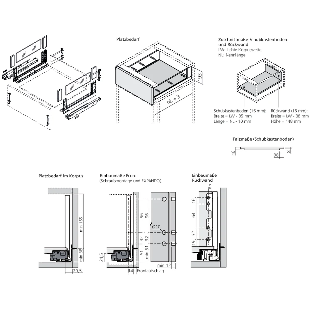LÉGRABOX free TIP-ON blanc soie mat hauteur C
