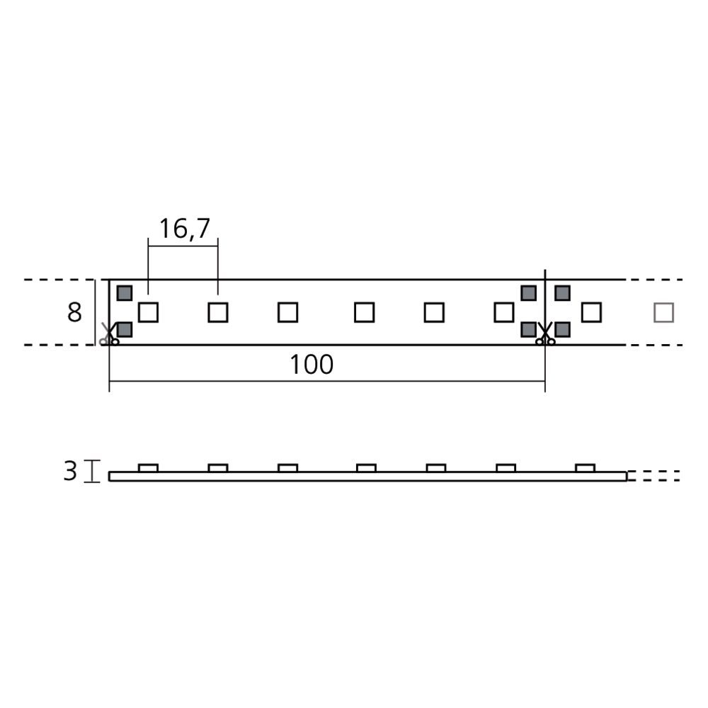 Bande LED IP20 8 mm 60 LEDs/m