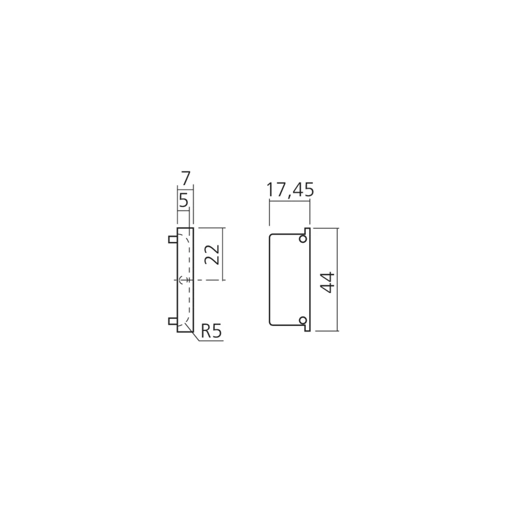 Set 2 embouts pour poignée profil prise de main à encastrer