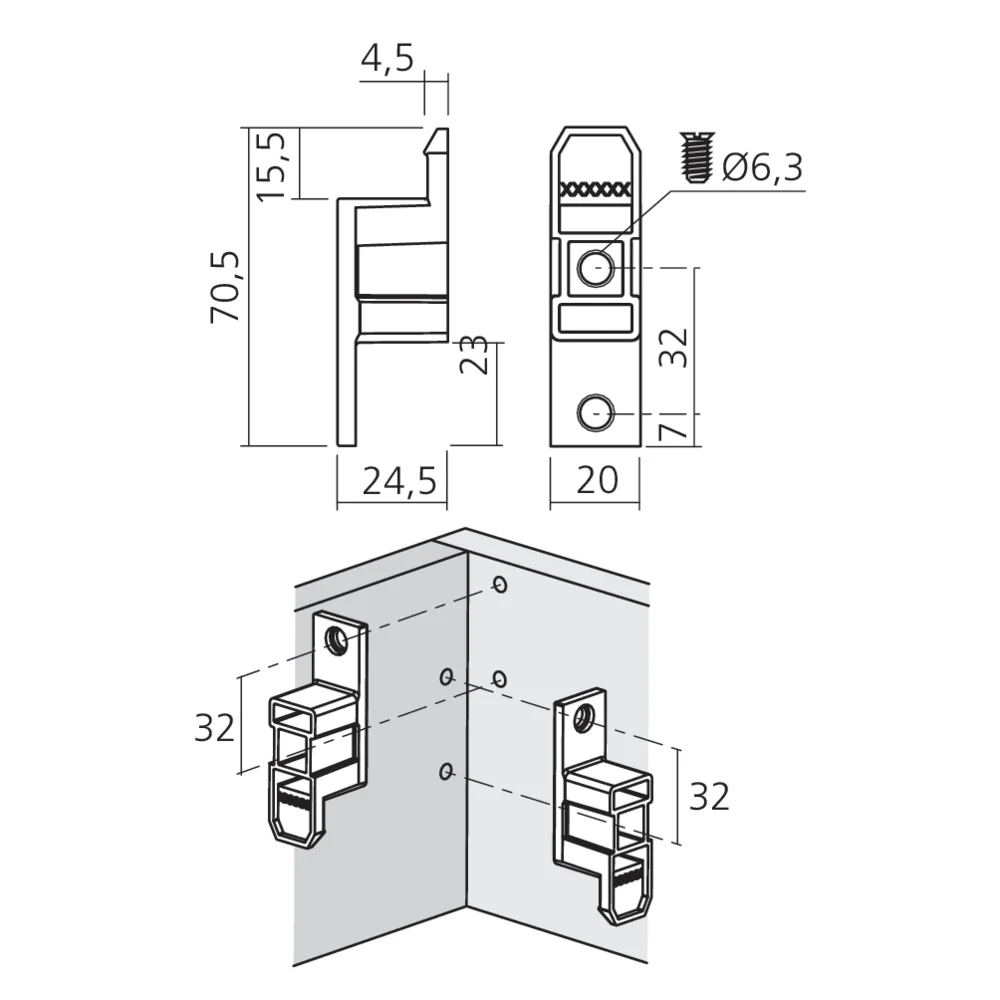 Ferrure d'assemblage panneaux avec clipsage