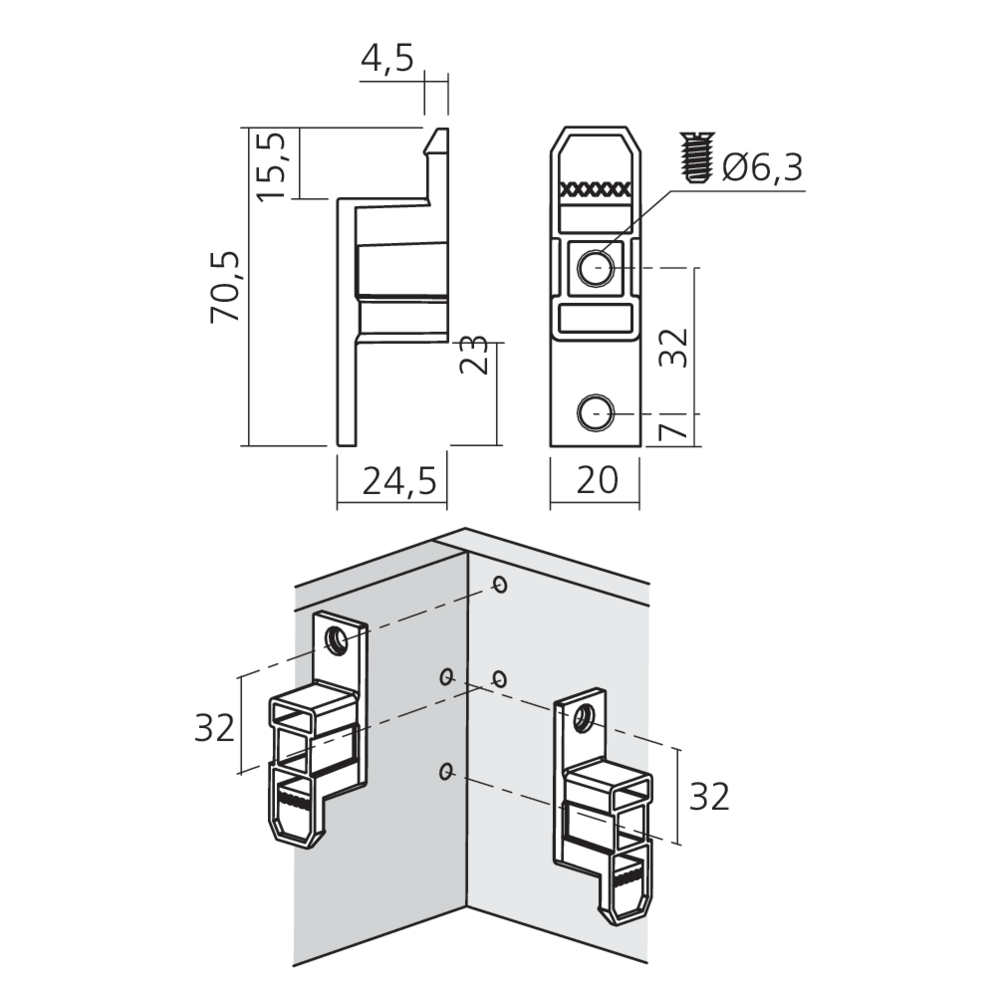 Ferrure d'assemblage panneaux avec clipsage