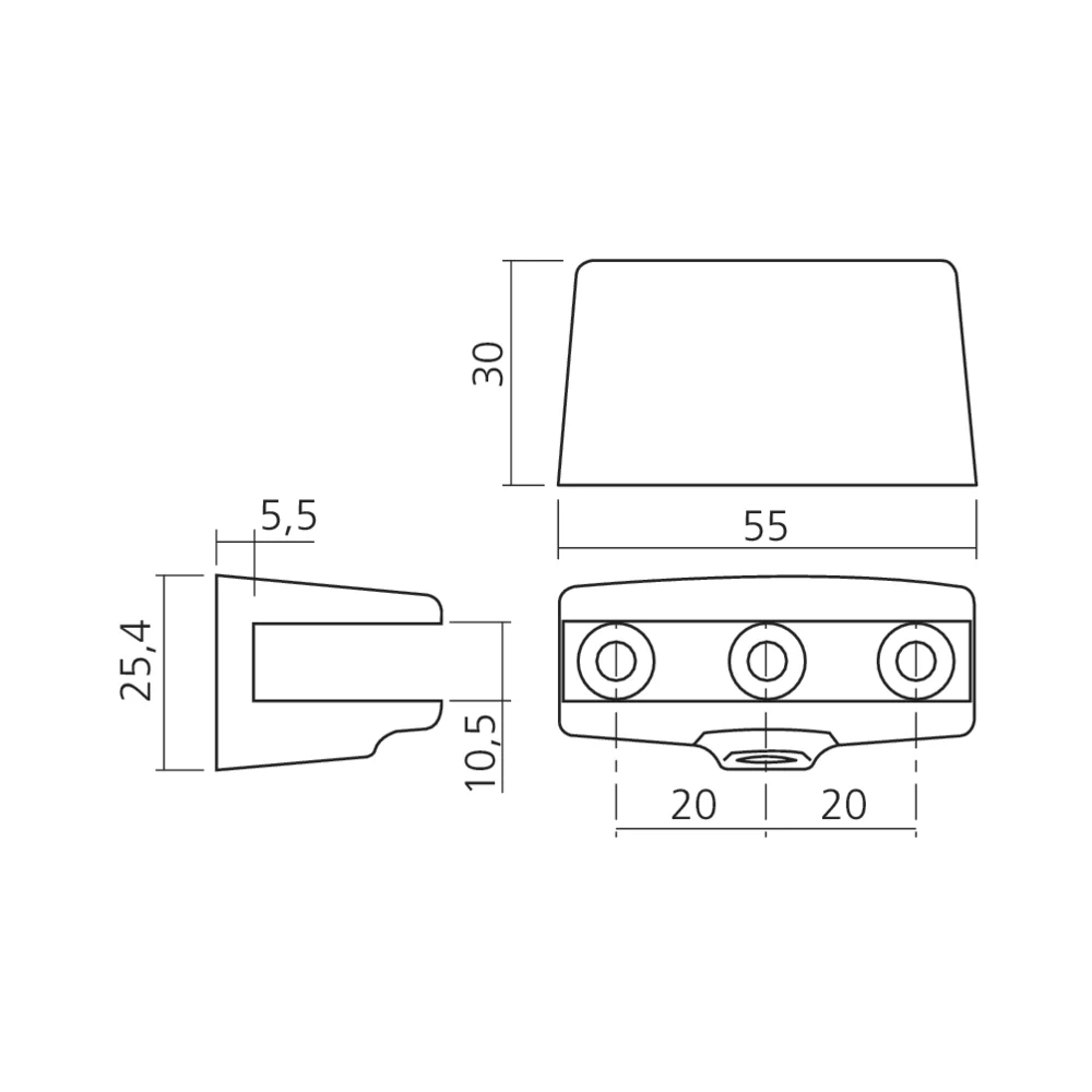 Pince rectangulaire pour verre