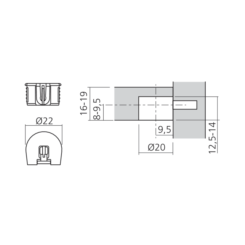 Boîtier WEDGEFIX Ø20 mm pour tourillon à expansion