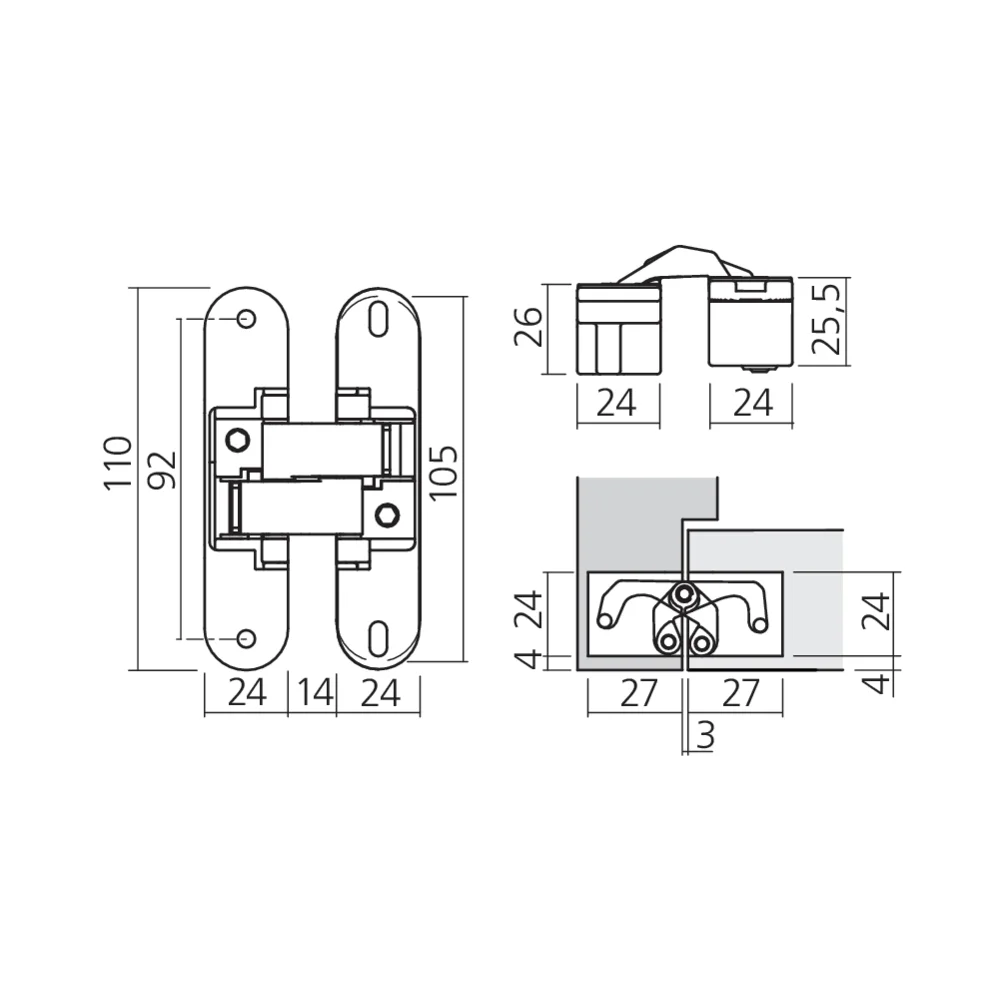 Charnière invisible 80 kg