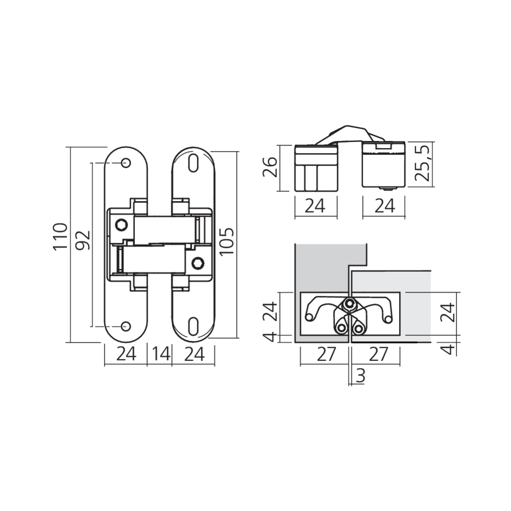 Charnière invisible 80 kg