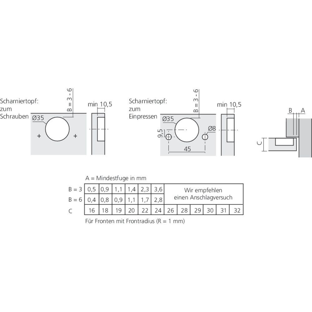 Charnière MODUL à 100° pour porte encloisonnée