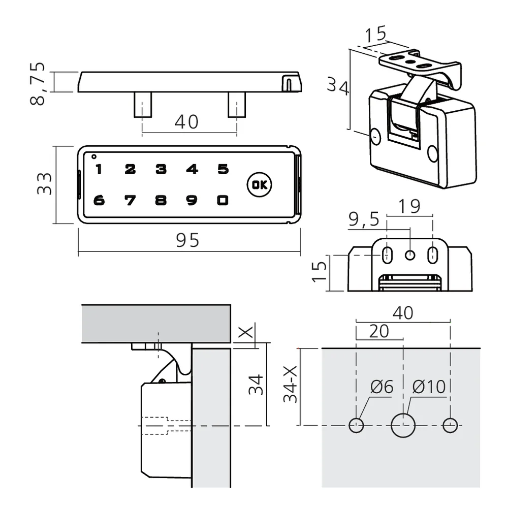 Serrure électronique à code fixe KEY-H