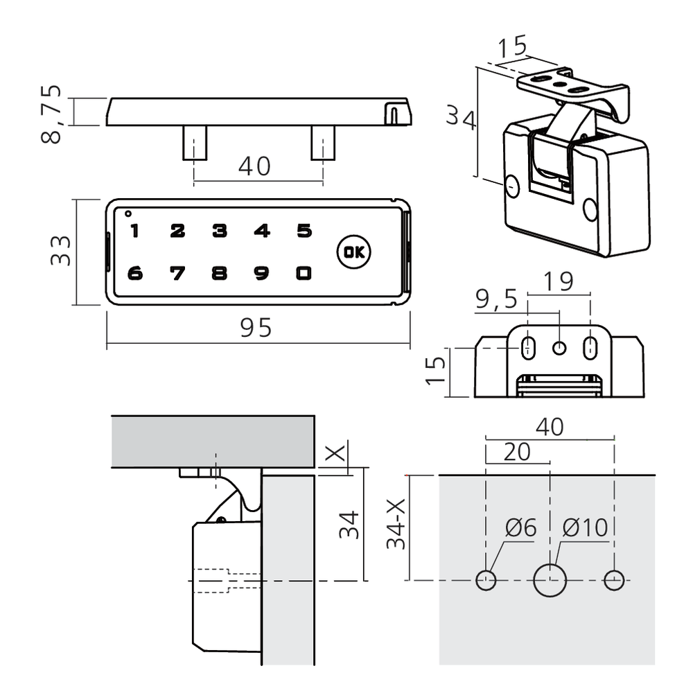 Serrure électronique à code fixe KEY-H