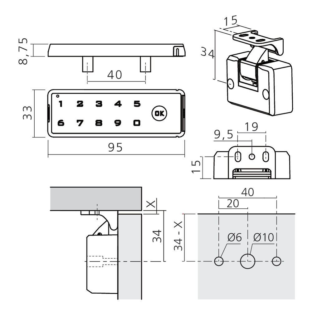 Serrure électronique à code fixe KEY-H