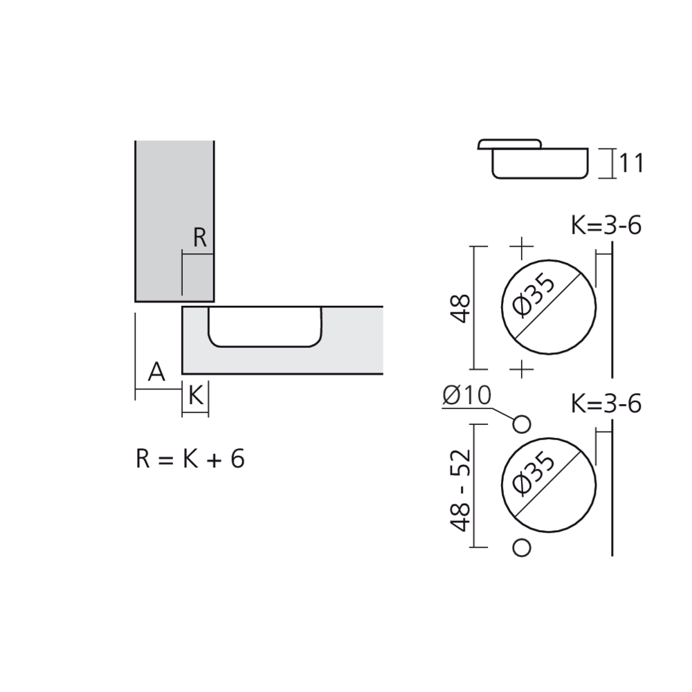 Charnière 110° en semi-applique