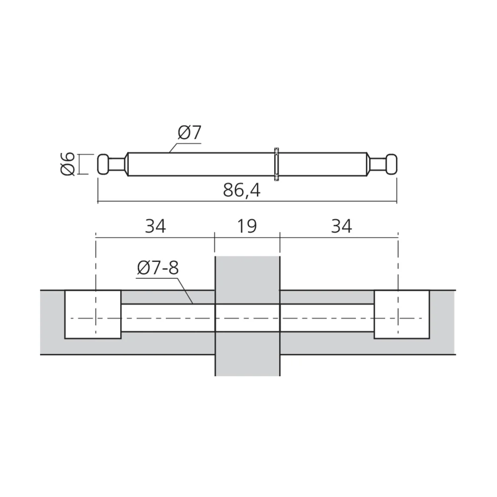 Tourillon double pour panneau de 19 mm