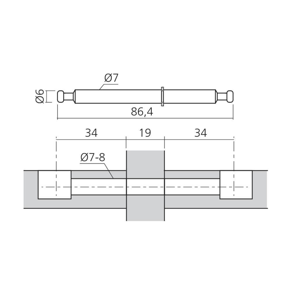 Tourillon double pour panneau de 19 mm