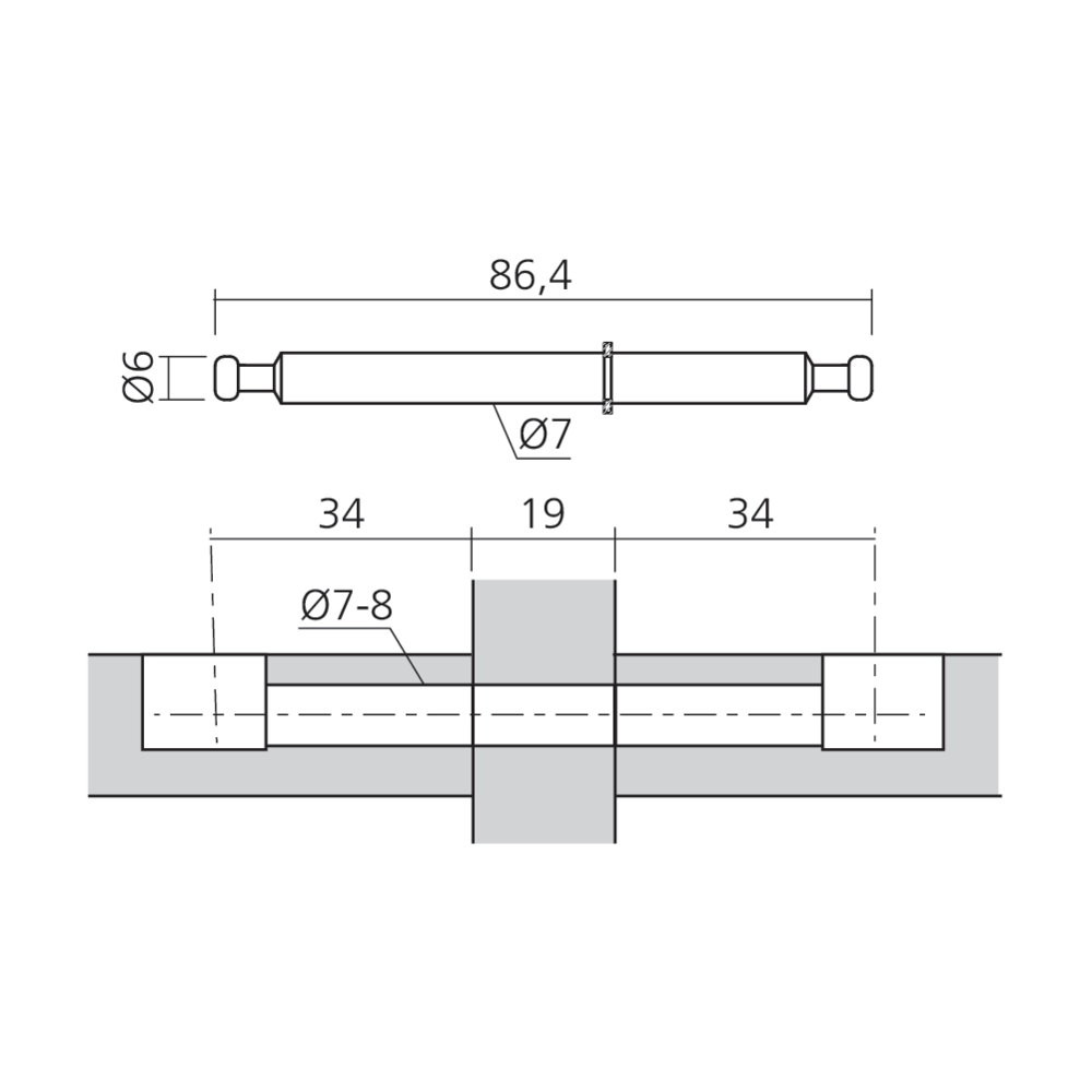 Tourillon double pour panneau de 19 mm