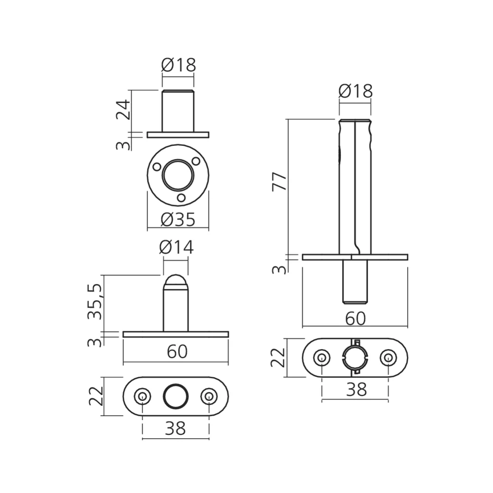 Pivot de porte inox 65 kg