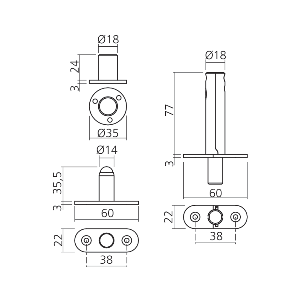 Pivot de porte inox 65 kg