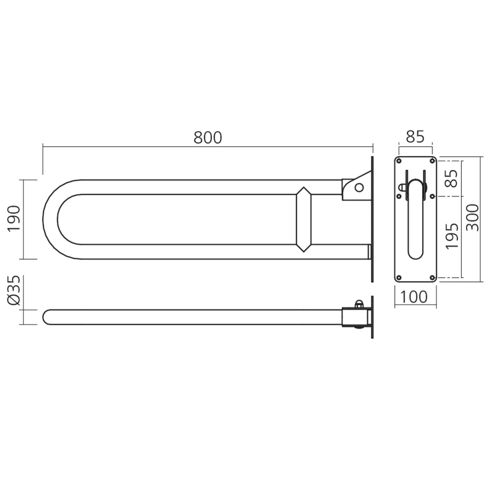 Barre d'appui rabattable