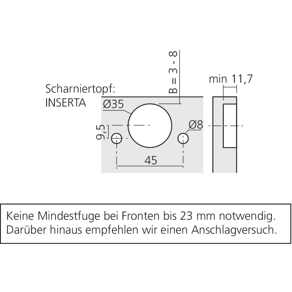 Charnière CLIP top BLUMOTION 155° pour porte en semi-applique