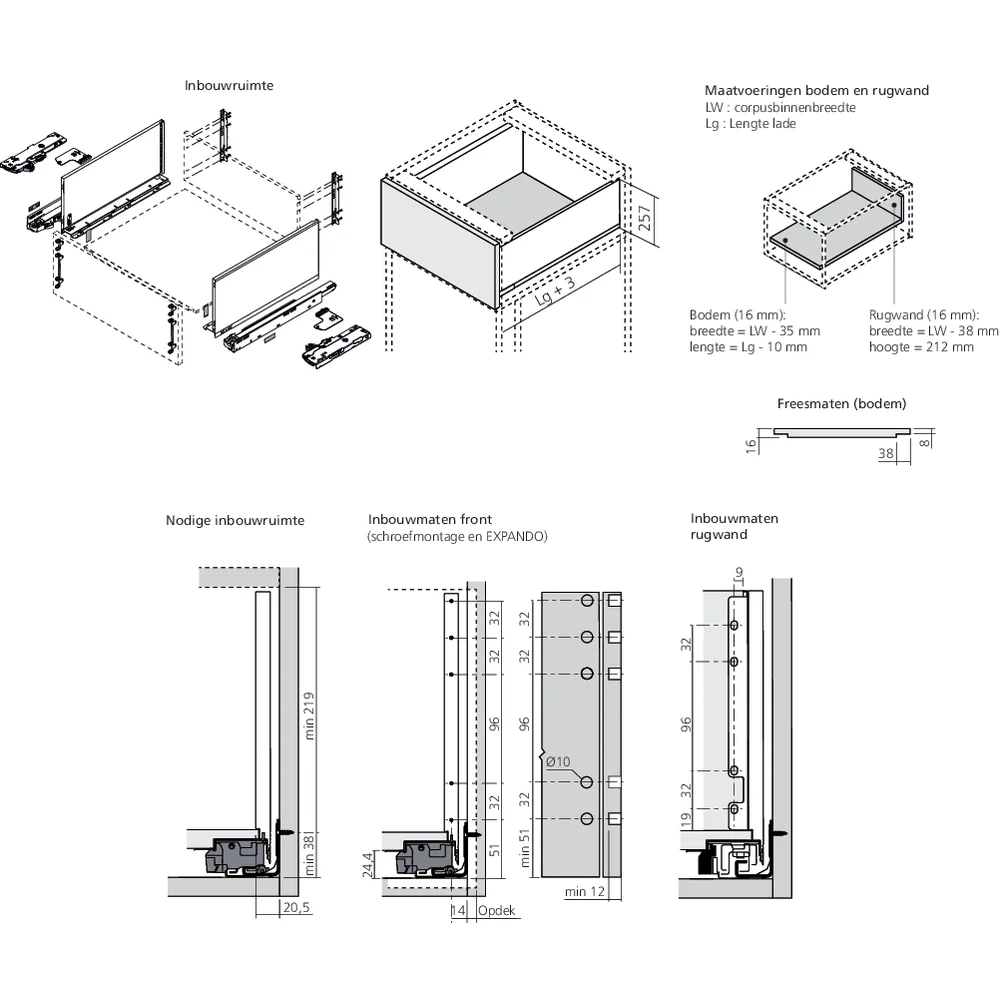 LÉGRABOX BLUMOTION / TIP-ON BLUMOTION inox hauteur F