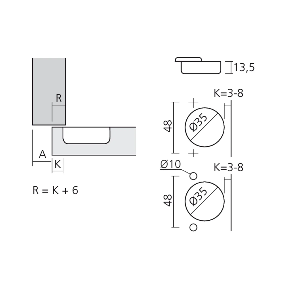 Charnière 155° en semi-applique amortie Silentia+