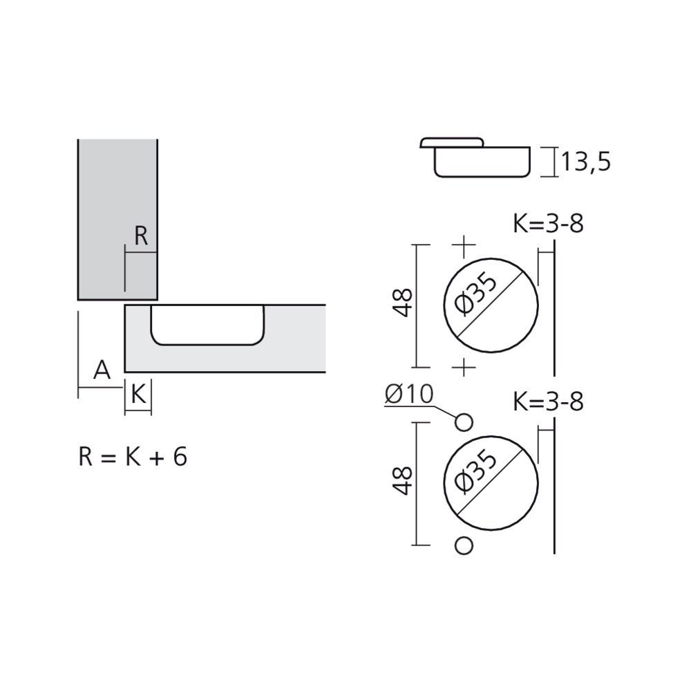 Charnière 155° en semi-applique amortie Silentia+