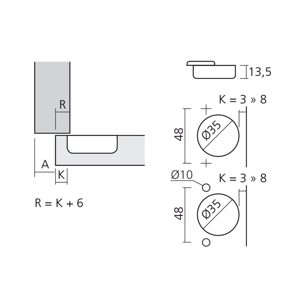 Charnière 155° en semi-applique amortie Silentia+